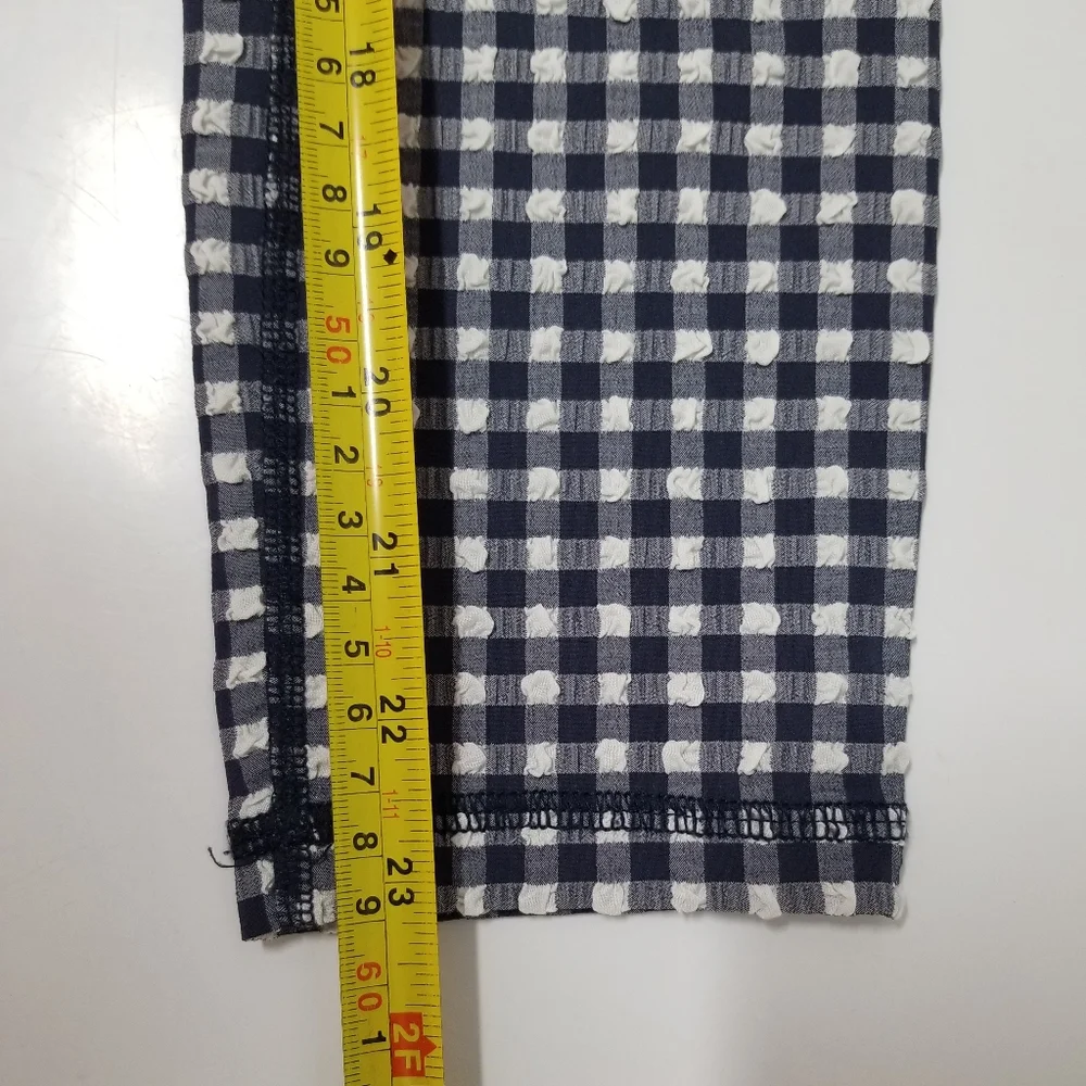 J.Crew Navy & White Gingham Puckered Cropped Seersucker Leggings XXXS-XS